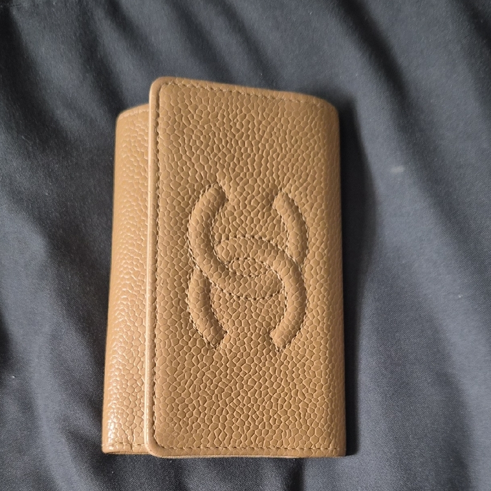 CHANEL Tan Key & Card Holder